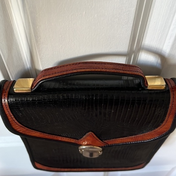 vintage D Brev Alligator Leather black & rust brown Crossbody - Picture 9 of 13